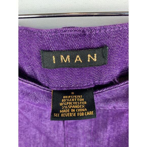 Iman Purple Denim Straight Leg Pants W/ Gold Accents & Stretch - Picture 4 of 6